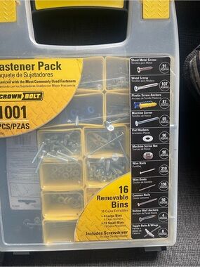 Crown Bolt Fastener Pack - Yellow/Clear Organizer